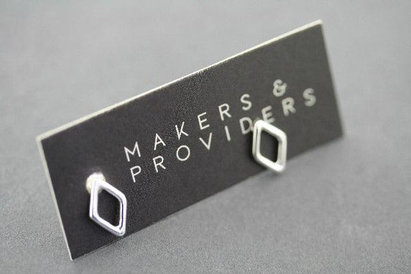 open diamond stud - sterling silver - Makers & Providers