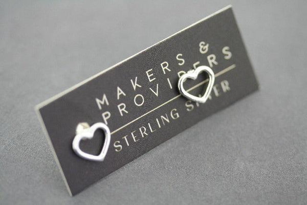 open heart stud - sterling silver - Makers & Providers