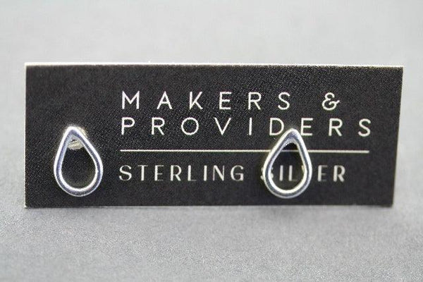 open teardrop stud - sterling silver - Makers & Providers