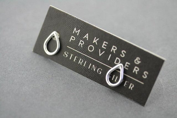 open teardrop stud - sterling silver - Makers & Providers