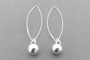 Organic ball long drop earring - fine silver - Makers & Providers