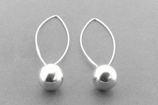 Organic ball long drop earring - fine silver