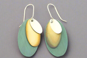 copper patina/brass/silver discs earring - Makers & Providers