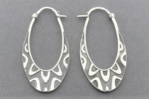 ox & polished pattern oval hoop - sterling silver - Makers & Providers
