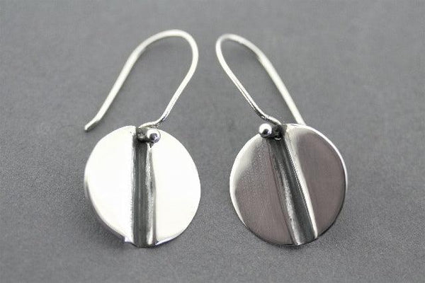 Oxidized groove disc earrings - sterling silver