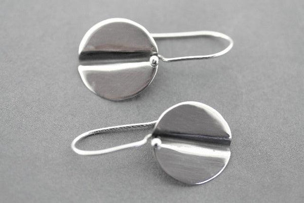 Oxidized groove disc earrings - sterling silver