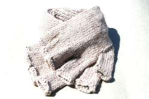 Alpaca Hand Knitted Long Hobo Gloves in Oatmeal - Makers & Providers