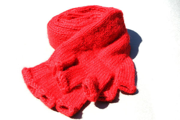 Alpaca Hand Knitted Long Hobo Gloves in Coral - Makers & Providers