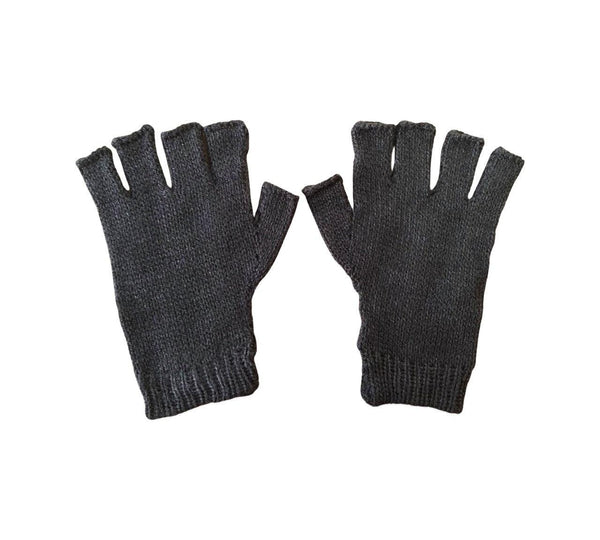 Alpaca Hand Knitted Hobo Gloves - black