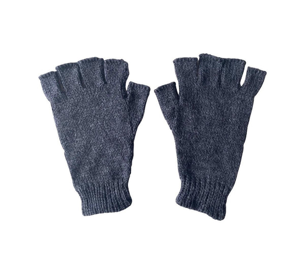 Alpaca Hand Knitted Hobo Gloves - Charcoal