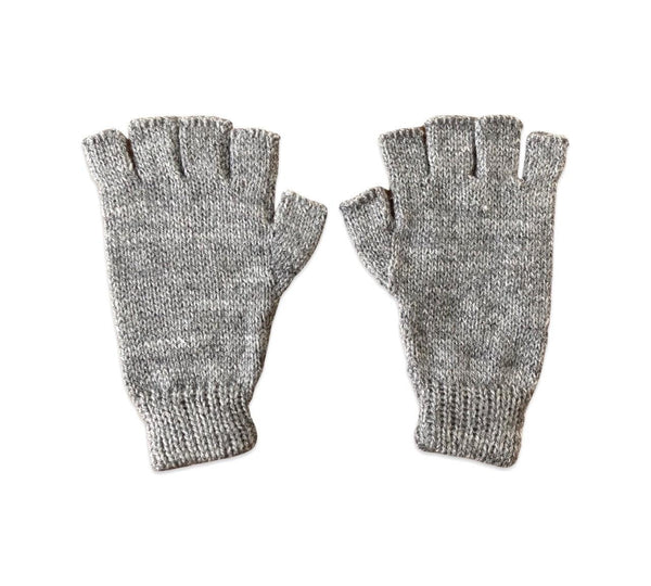 Alpaca Hand Knitted Hobo Gloves - Grey