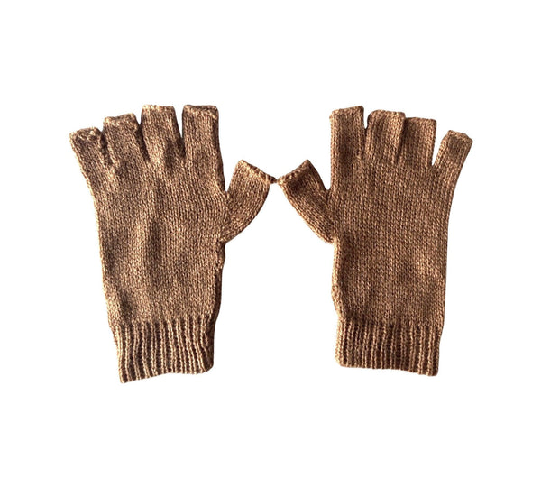 Alpaca Hand Knitted Hobo Gloves - Caramel - Makers & Providers