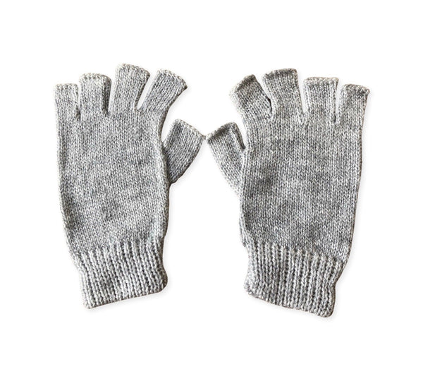 Alpaca Hand Knitted Hobo Gloves - Silver
