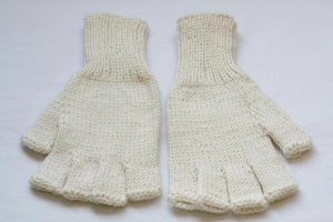 Alpaca Hand Knitted Hobo Gloves in Ivory - Makers & Providers