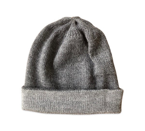 Hand Knitted Alpaca Reversible Beanie - Charcoal / Grey - Makers & Providers