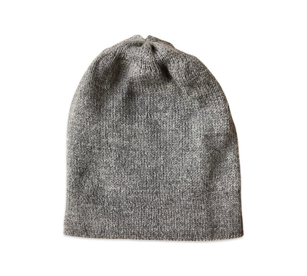 Hand Knitted Alpaca Reversible Beanie - Charcoal / Grey - Makers & Providers