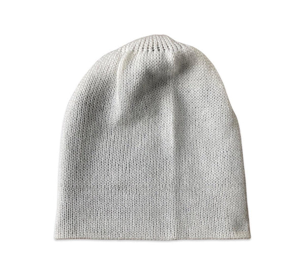 Hand Knitted Alpaca Reversible Beanie - Grey / Ivory - Makers & Providers