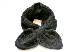 Alpaca Hand Knitted Pull Through Scarf in Black - Makers & Providers