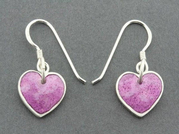 purple heart drop earring - hand enamelled
