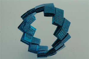 recycled bracelet - small - blue text - Makers & Providers