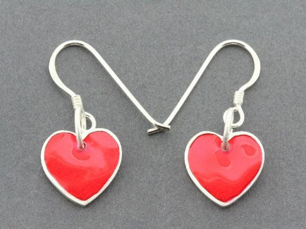 red heart drop earring - hand enamelled - Makers & Providers