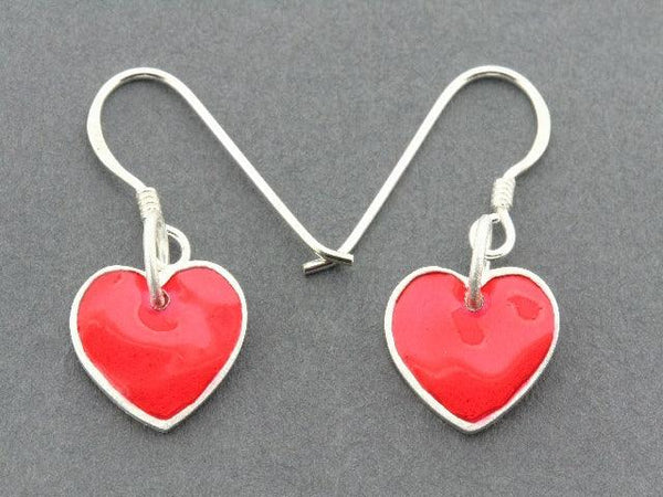 red heart drop earring - hand enamelled - Makers & Providers