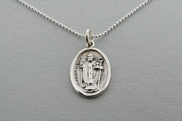 saint pendant - nicola di bari on 55cm ball chain - Makers & Providers