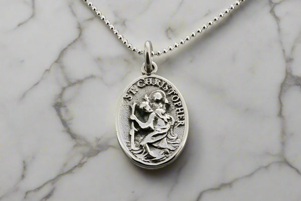 saint pendant - christopher on 55cm ball chain - Makers & Providers