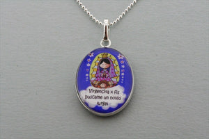 saint wish pendant - blue on 55cm ball chain - Makers & Providers