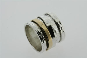 silver/brass battered spinner ring - Makers & Providers