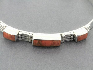 silver and coral bracelet