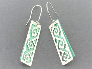 Double Aztec earring - silver & copper with patina - Makers & Providers