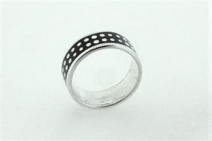 black enamel spotted band - sterling silver - Makers & Providers