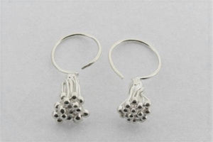 silver hoop earring with berry detail