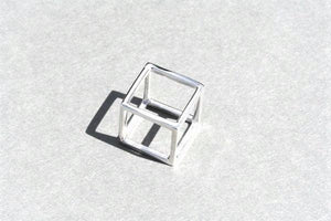 silver cube pendant