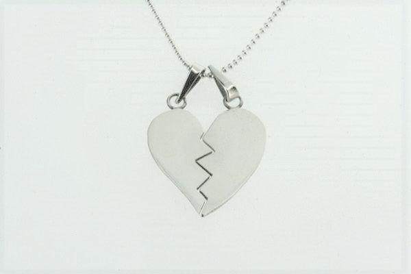 silver broken heart pendant on silver chain