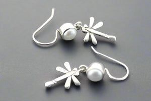 silver dragonfly earrings with pearls - Makers & Providers