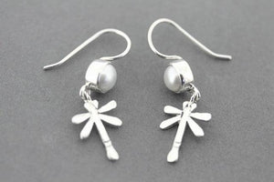 silver dragonfly earrings with pearls - Makers & Providers