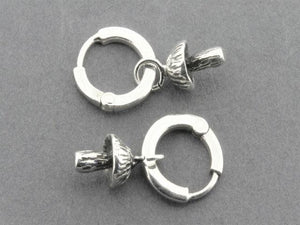 silver hoop earrings with mushrooms