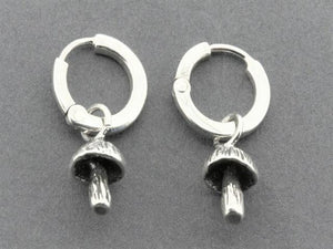 silver hoop earrings with mushrooms