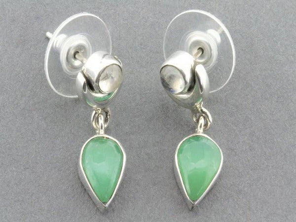 silver moonstone and chrysoprase earring