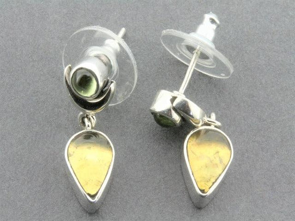 silver amber and citrine earrings