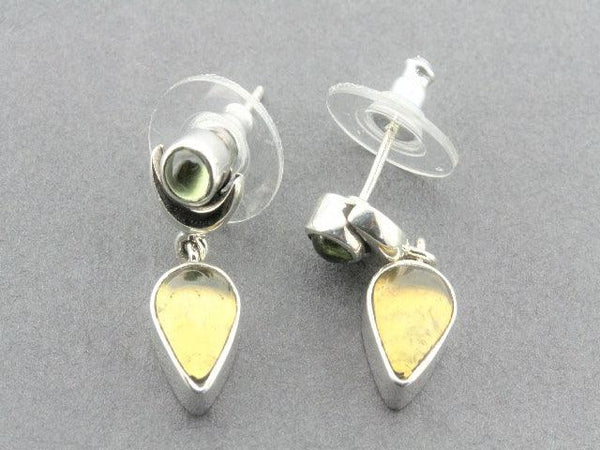 silver amber and citrine earrings