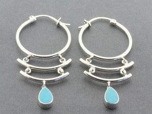 silver hoop earrings with turquoise