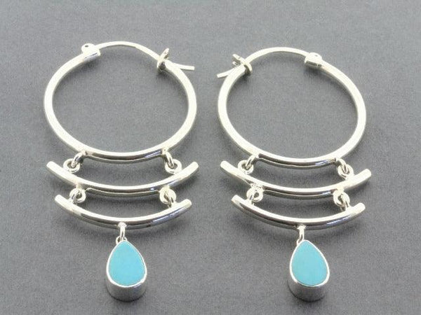 silver hoop earrings with turquoise