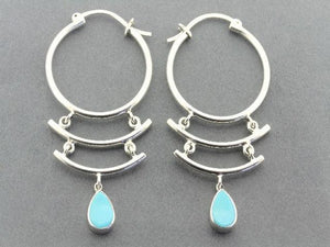 silver hoop earrings with turquoise