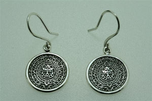 Small Mayan calendar earring - Sterling silver - Makers & Providers