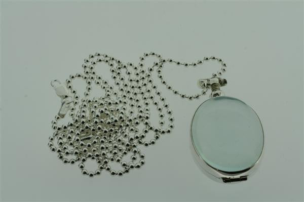 small oval resin locket on 80cm ball chain