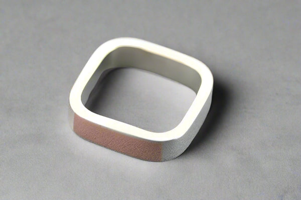 Squared silver with copper inlay ring - Makers & Providers