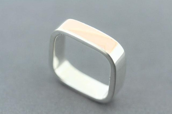 Squared silver with copper inlay ring